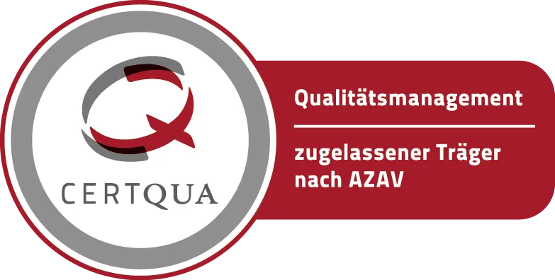 Qualitätsmanagement-Siegel der Firma Certqua für Qualitätsmanagement in der Bildung.